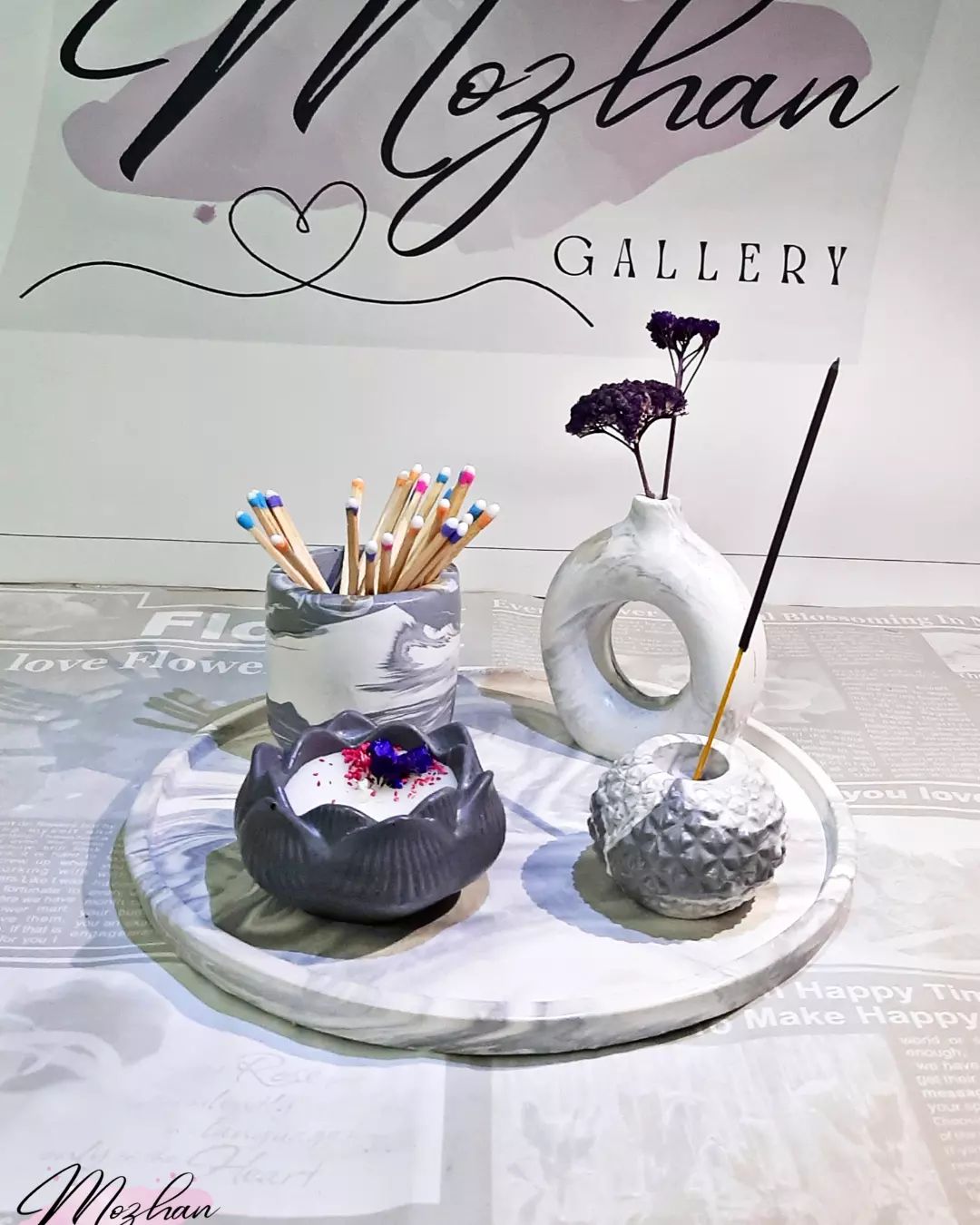 ست دکوری سنگی 5تیکه مدلMG2