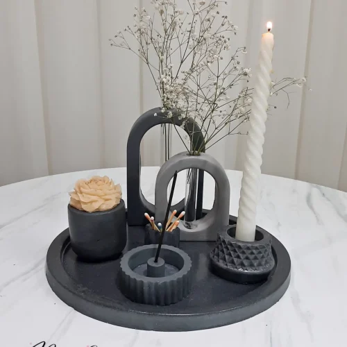 ست اکسسوری و دکوری سنگ مصنوعی طوسی